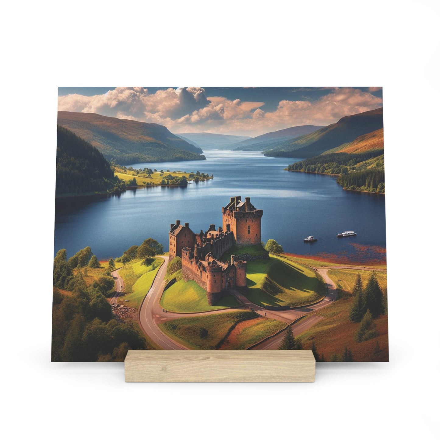 Scenic Collection Gallery Stand Urquhart Castle, Oak Picture Stand, Scotland Art, Scenery, Landmarks, Various Sizes