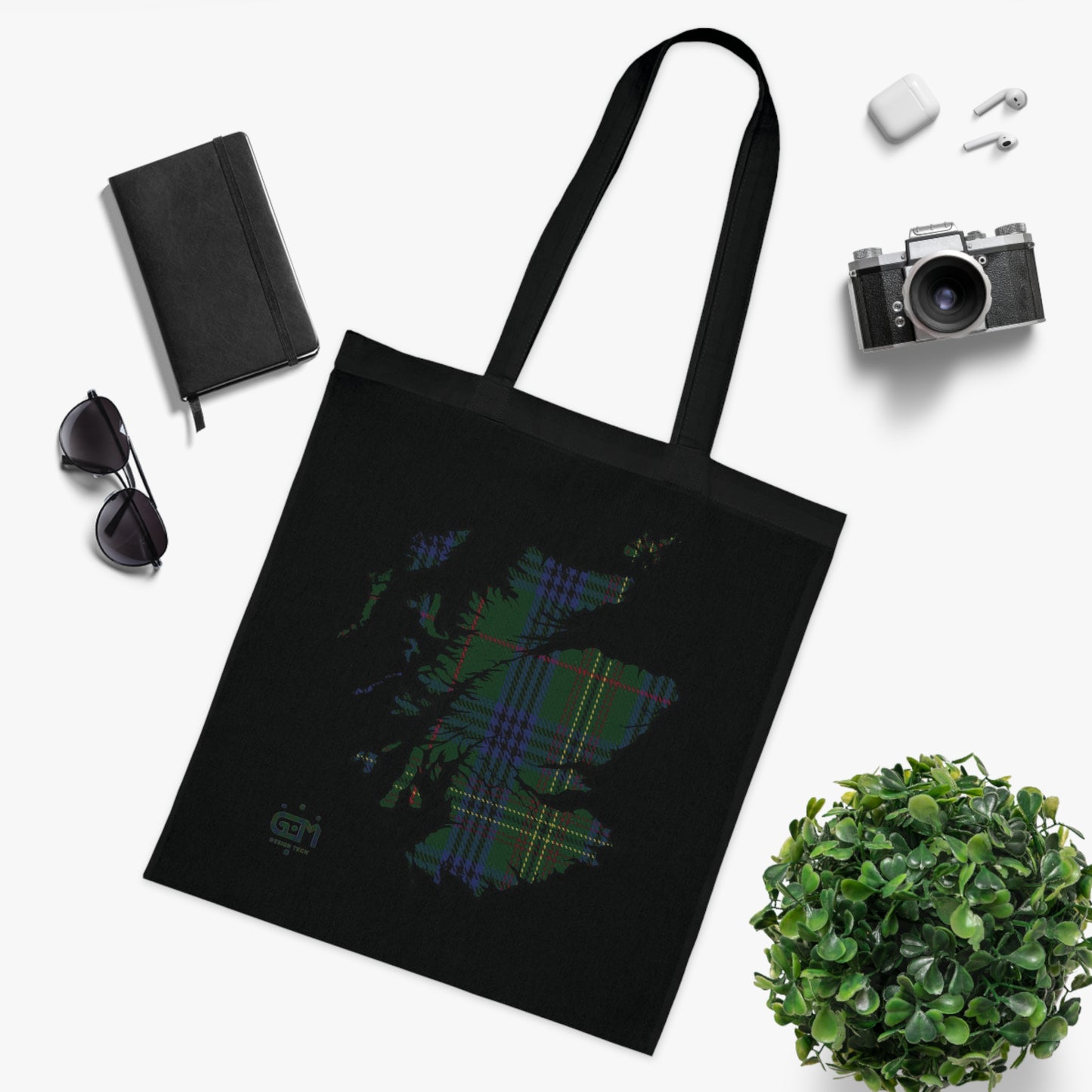 Reversible Scotland Tartan Map Cotton Tote Bag - Kennedy Tartan