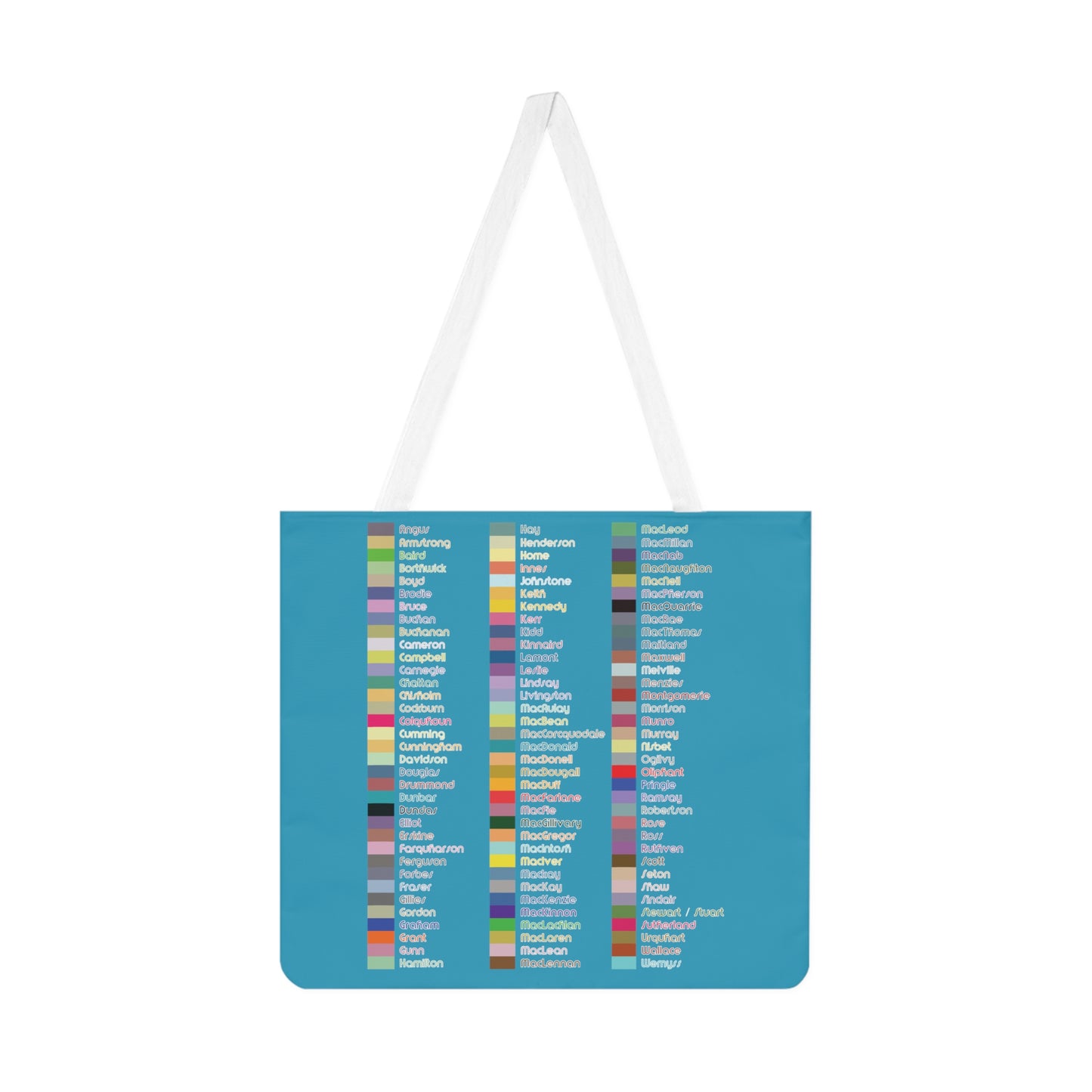 Scotland Map of Clans Shoulder Tote Bag, Turquoise