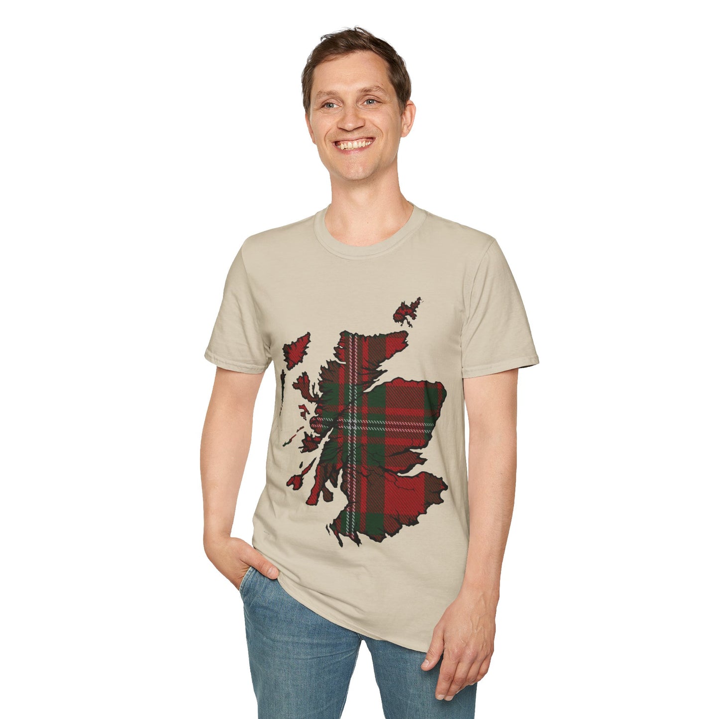 Scotland Tartan Map Softstyle Unisex T-Shirt, MacGregor Tartan, Various Colours