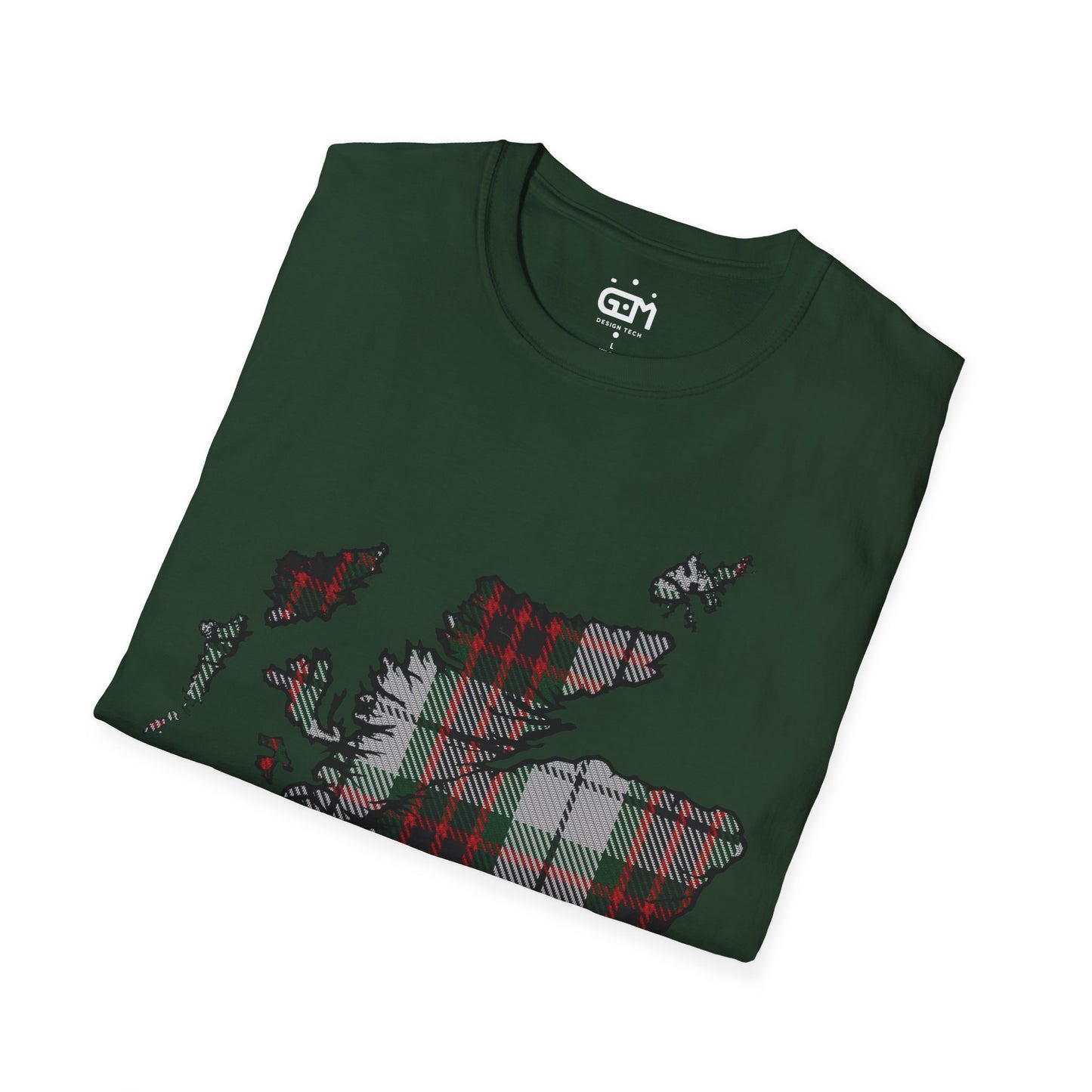 Scotland Tartan Map Softstyle Unisex T-Shirt, Fraser Dress Tartan, Various Colours