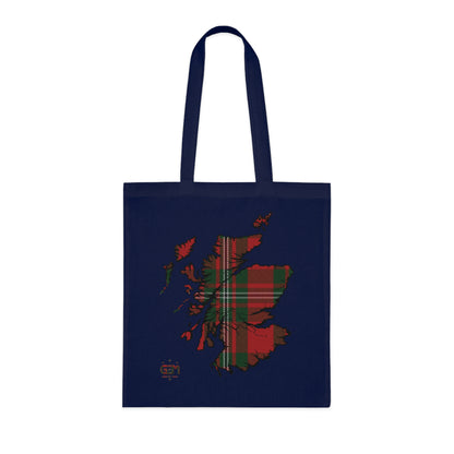 Reversible Scotland Tartan Map Cotton Tote Bag - MacGregor Tartan