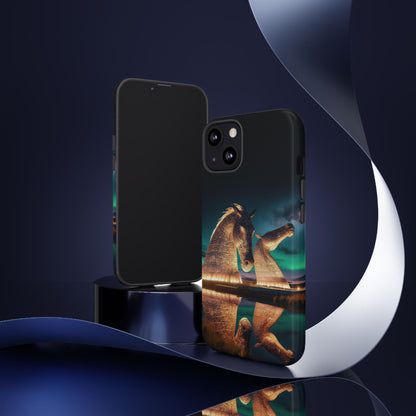 Kelpies Northern Lights Art Phone Case, Scotland, Apple