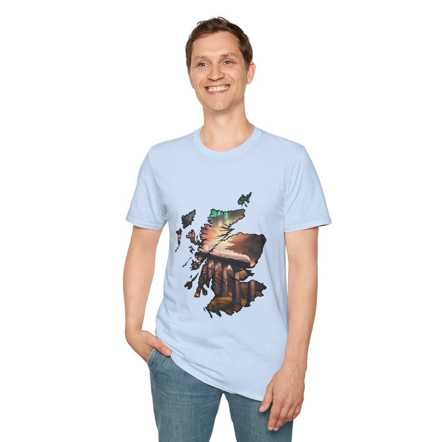 Glenfinnan Viaduct Scotland Map Softstyle Unisex T-Shirt, Scotland Shirt, Scottish Landmark Tee