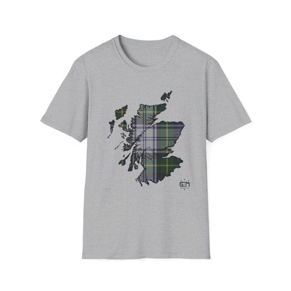 Tartan Scotland Map Softstyle Unisex T-Shirt - Gordon Dress Tartan Tee