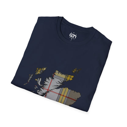 Scotland Tartan Map Softstyle Unisex T-Shirt - Buchanan Dress Tartan Tee