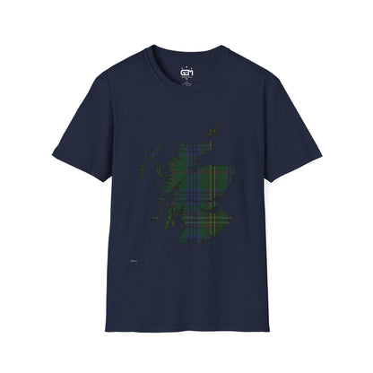 Scotland Tartan Map Softstyle Unisex T-Shirt - Kennedy Tartan Tee