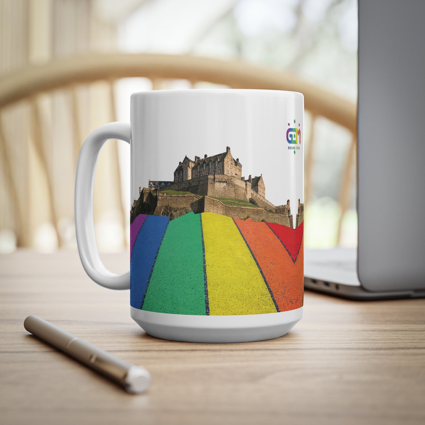 Pride Road Rock Edinburgh Castle Photo Mug, White