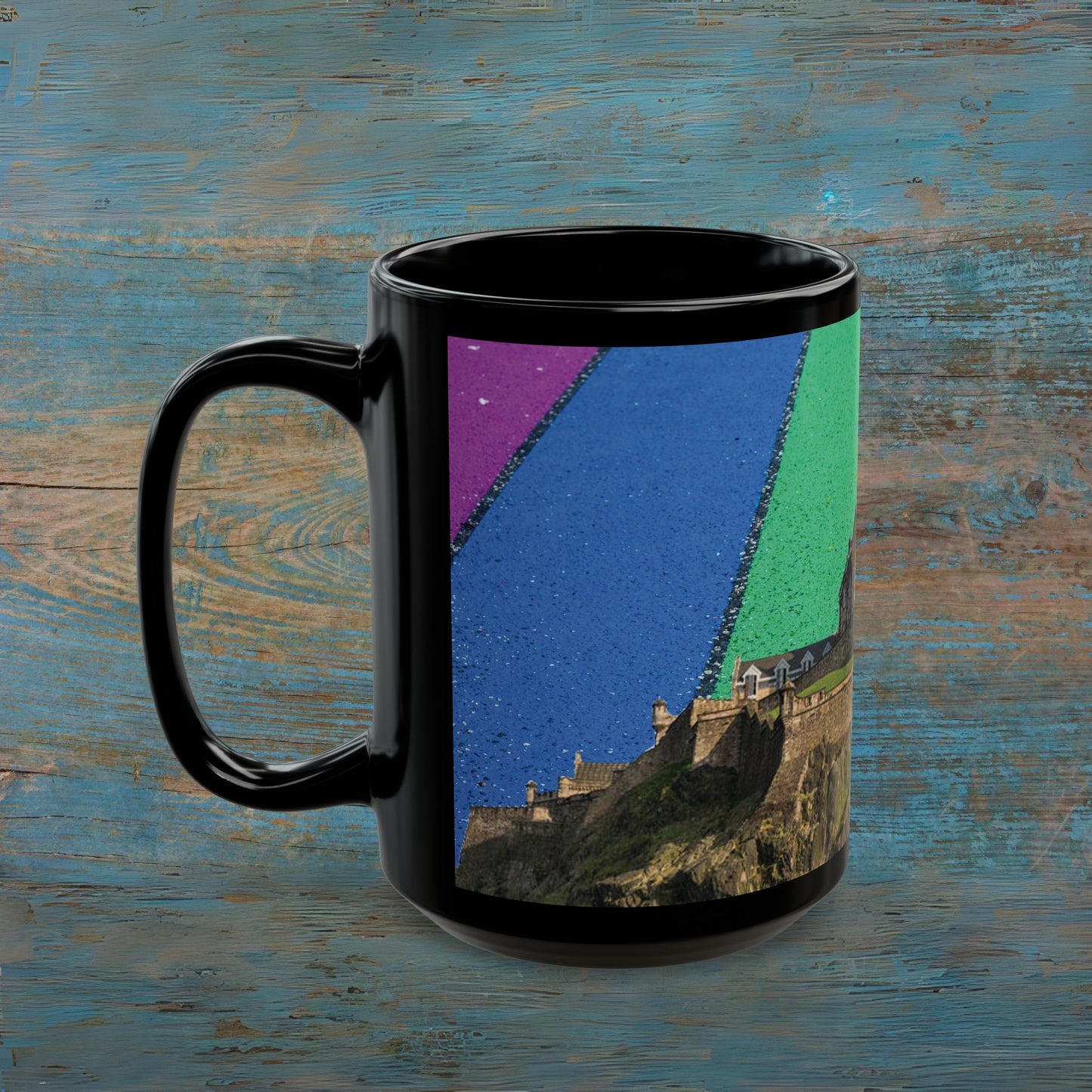 Edinburgh Castle Pride Road Sky Photo Mug, Black