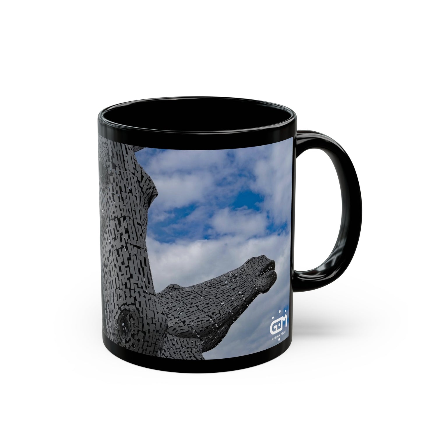 Kelpies Photo Mug, Coffee Cup, Tea Cup, Scottish Art, Scottish Landmarks, Scottish Nature, Black