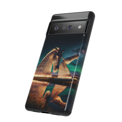 Kelpies Northern Lights Art Phone Case, Scotland, Google