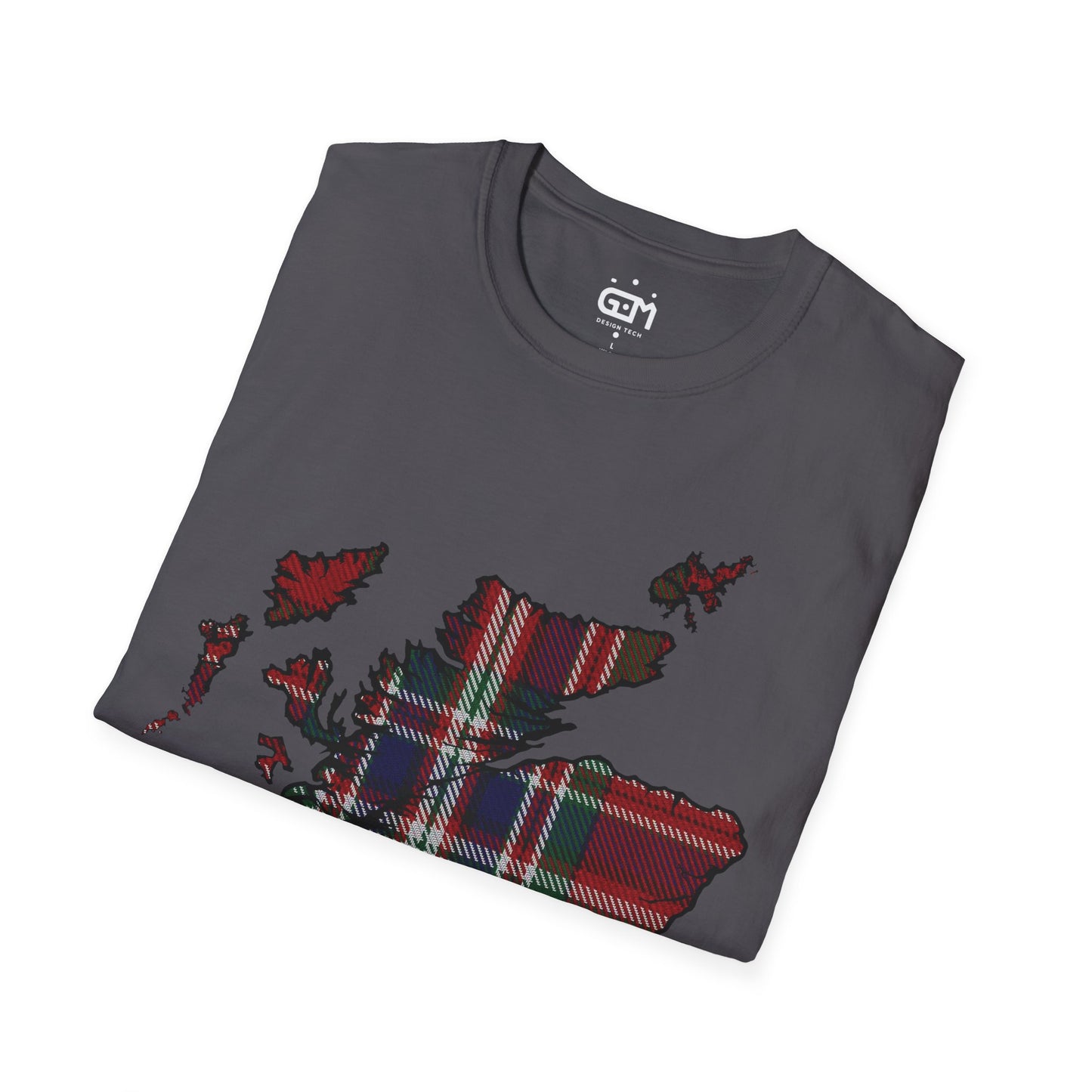 Scotland Tartan Map Softstyle Unisex T-Shirt, MacFarlane Tartan, Various Colours