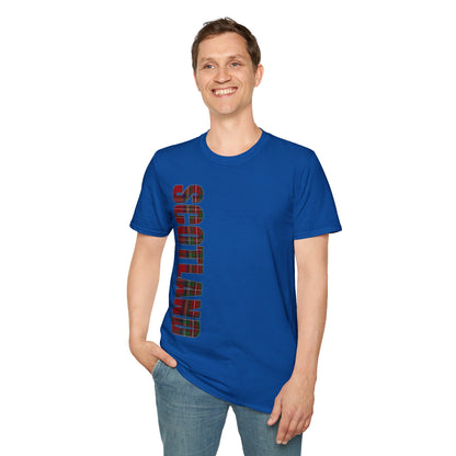 Scotland Lettering Tartan Softstyle Unisex T-Shirt, Stewart Royal Tartan Tee