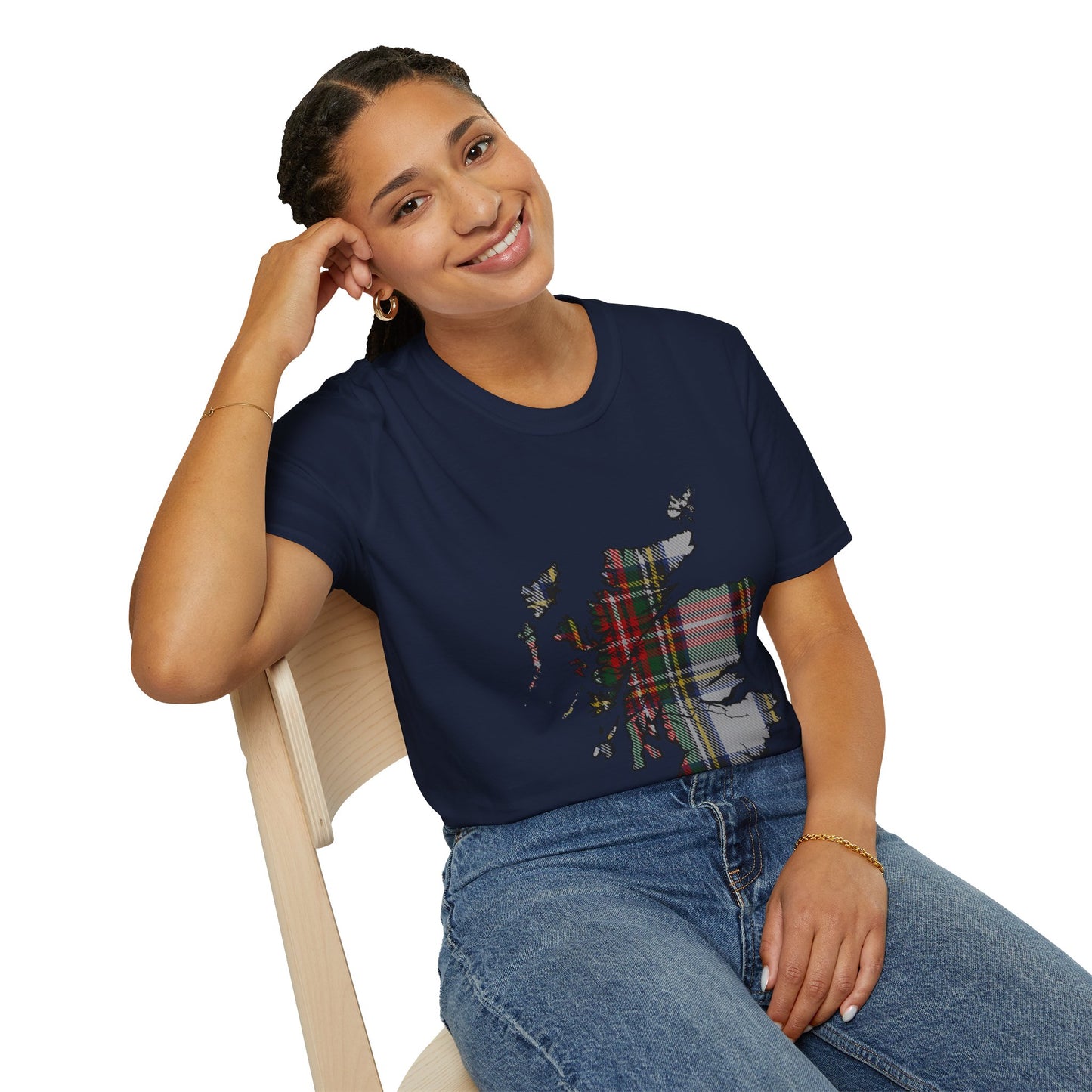 Scotland Tartan Map Softstyle Unisex T-Shirt - Stewart Dress Tartan Tee