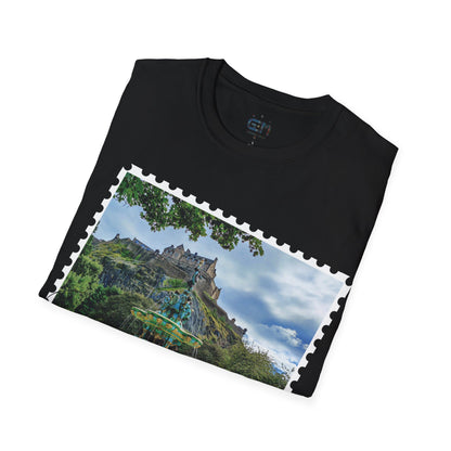 Postcard Ross Fountain & Edinburgh Castle Photo Softstyle T-Shirt, Unisex Tee, Scotland Shirt, Various Colours