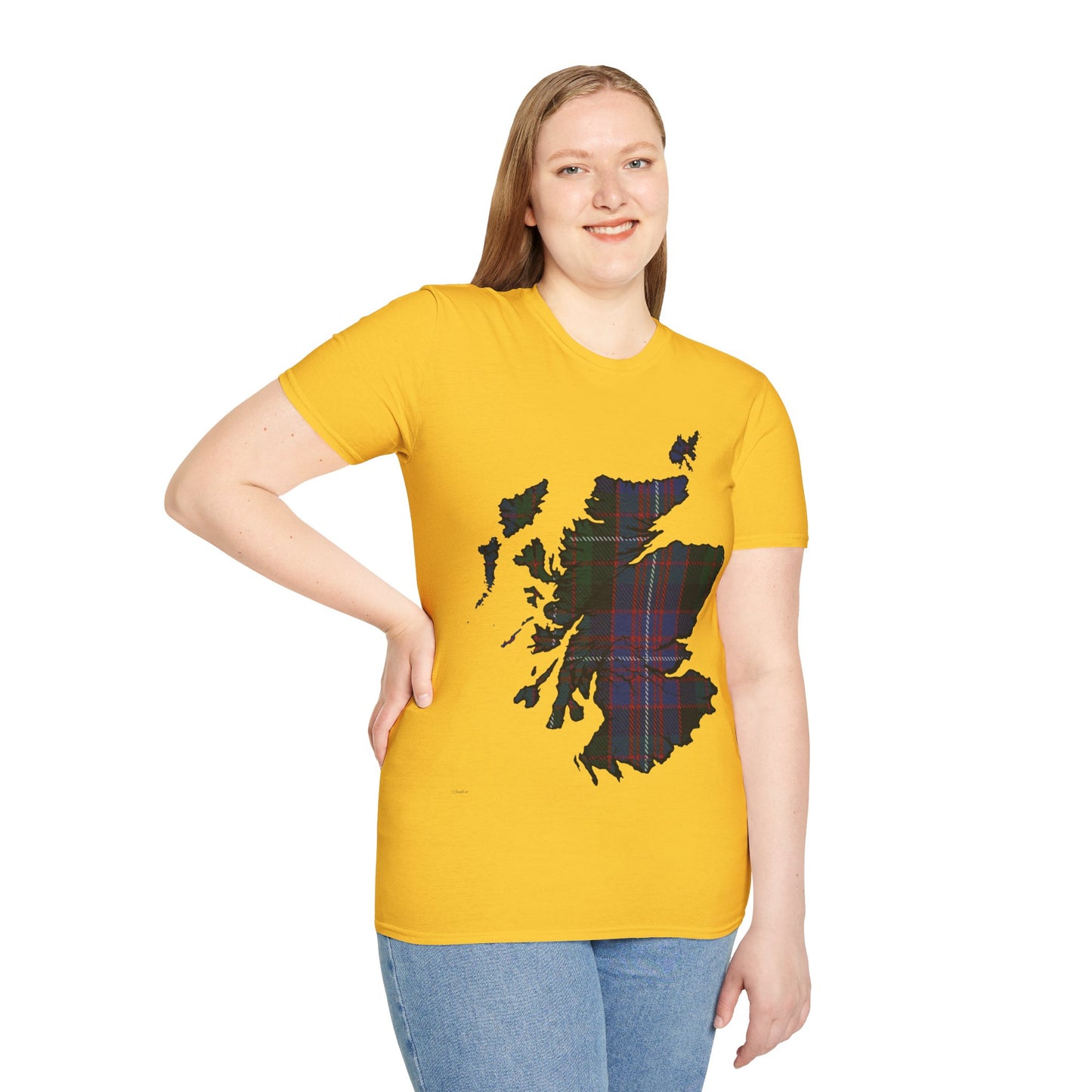 Scotland Tartan Map Softstyle Unisex T-Shirt, Rankin Tartan, Various Colours