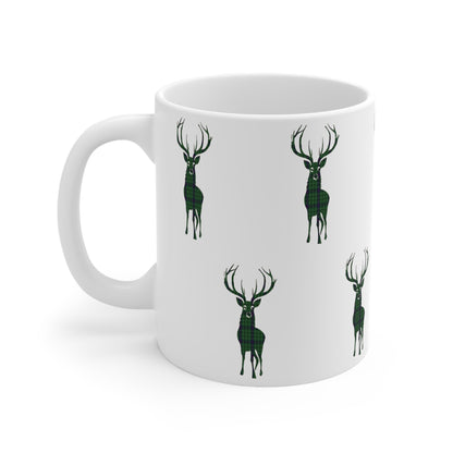 Tartan Stag Mug - Duncan Tartan, Coffee Cup, Tea Cup, Scotland, White