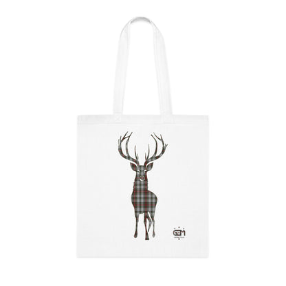 Reversible Scotland Tartan Stag Cotton Tote Bag - Stewart Dress Tartan