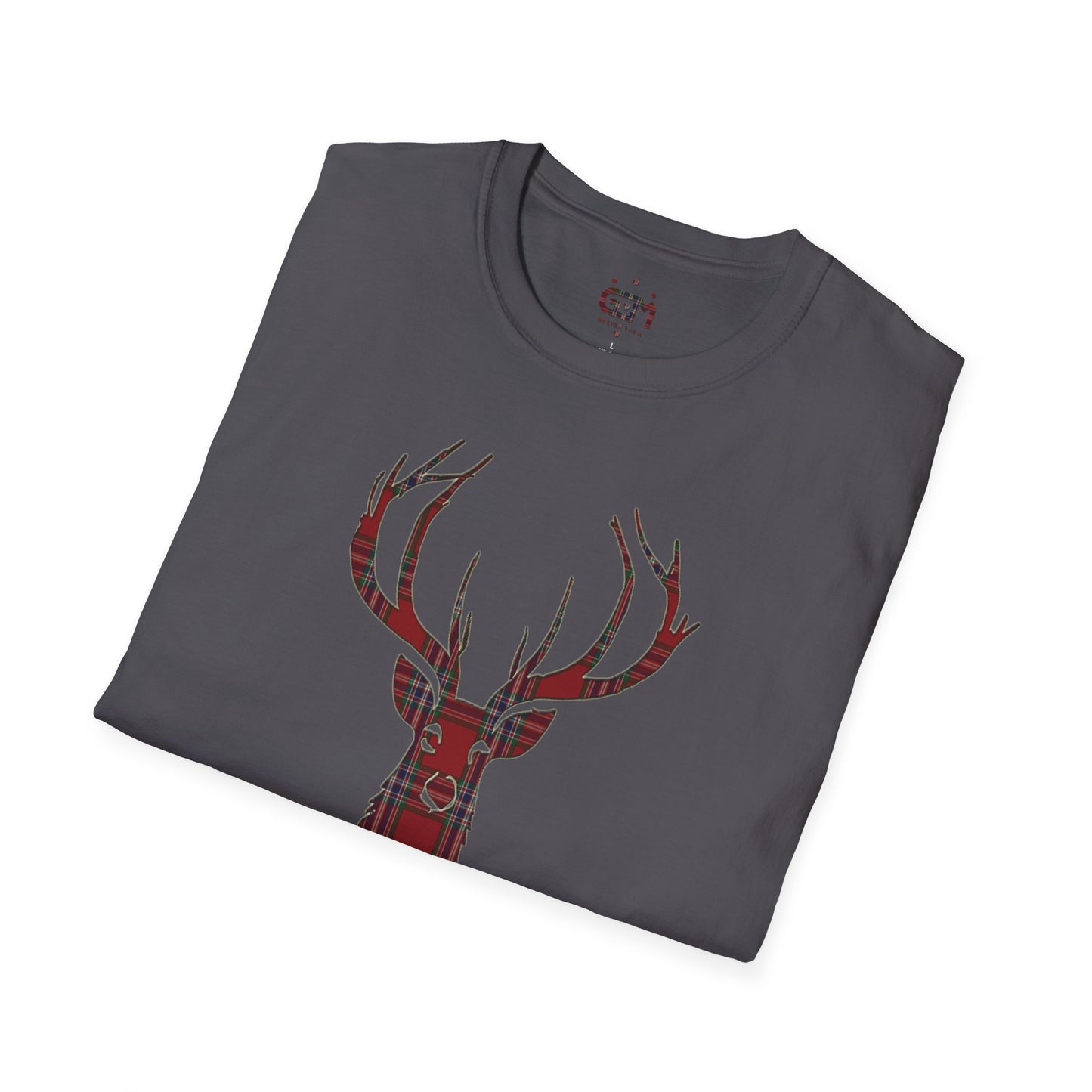 Tartan Stag Softstyle T-Shirt - MacFarlane Tartan, Unisex Tee, Scottish Scenery, Various Colours