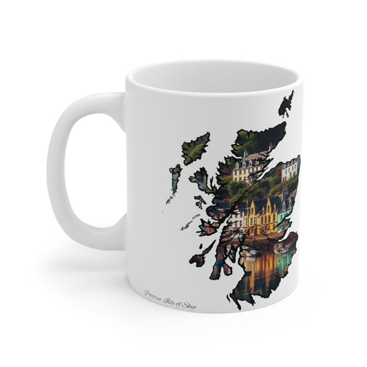 Portree Isle of Skye Scotland Map Mug, Coffee Cup, Tea Cup, Scottish Art, Scottish Landmark, Scenery, Nature, White