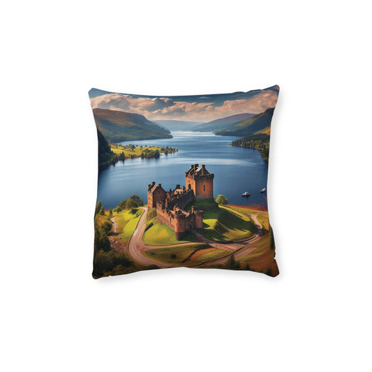 Urquhart Castle Loch Ness Square Cushion, Various Sizes