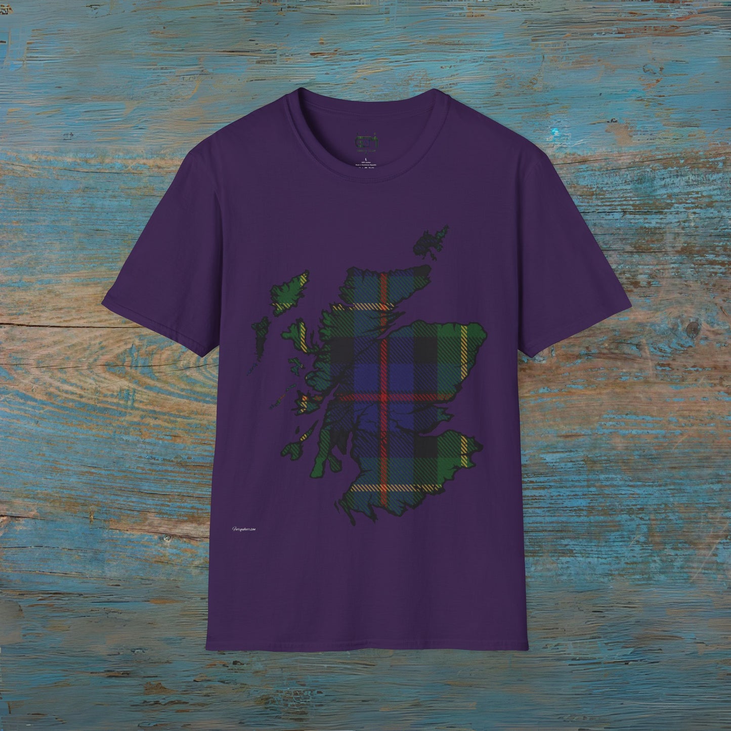 Scotland Tartan Map Softstyle Unisex T-Shirt, Farquharson Tartan, Various Colours