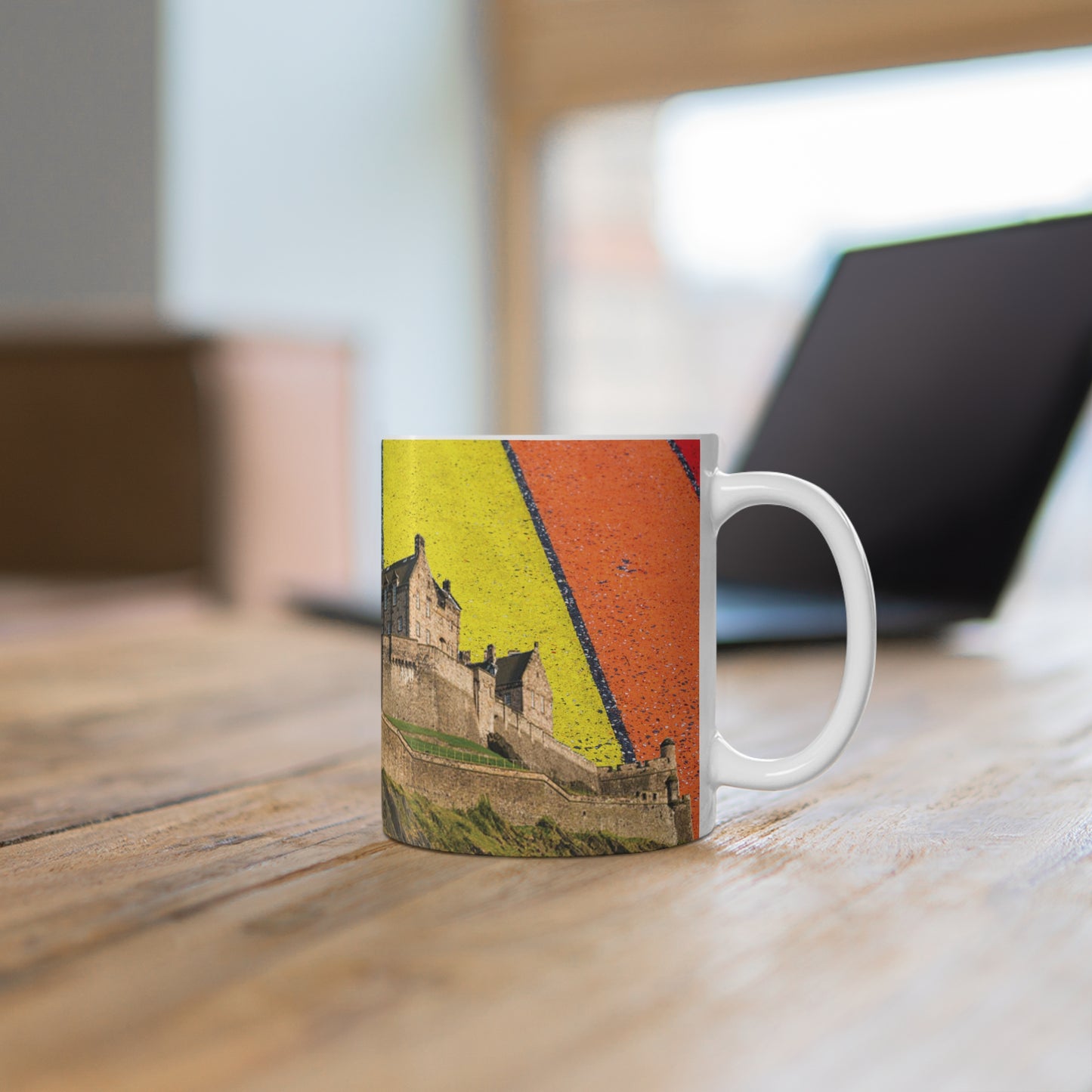 Edinburgh Castle Pride Road Sky Photo Mug, White