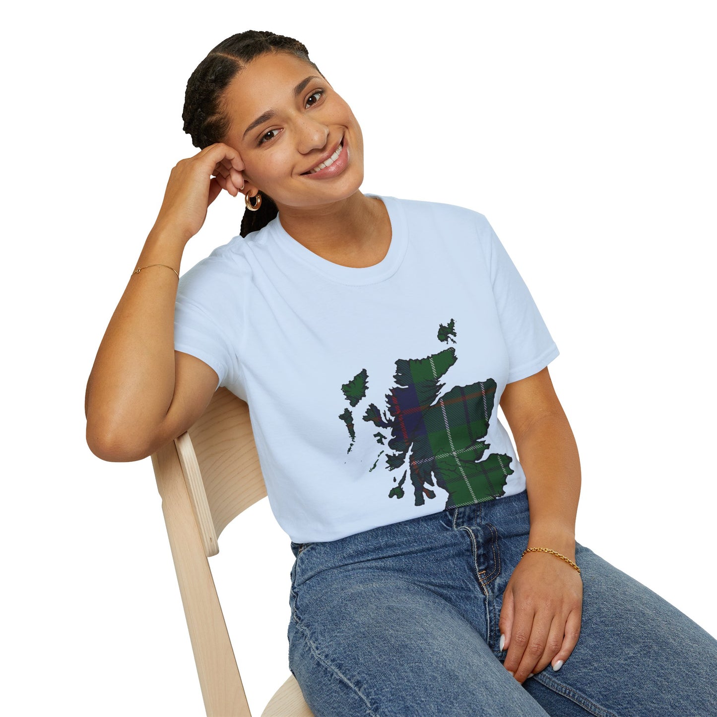 Scotland Tartan Map Softstyle Unisex T-Shirt - Duncan Tartan Tee