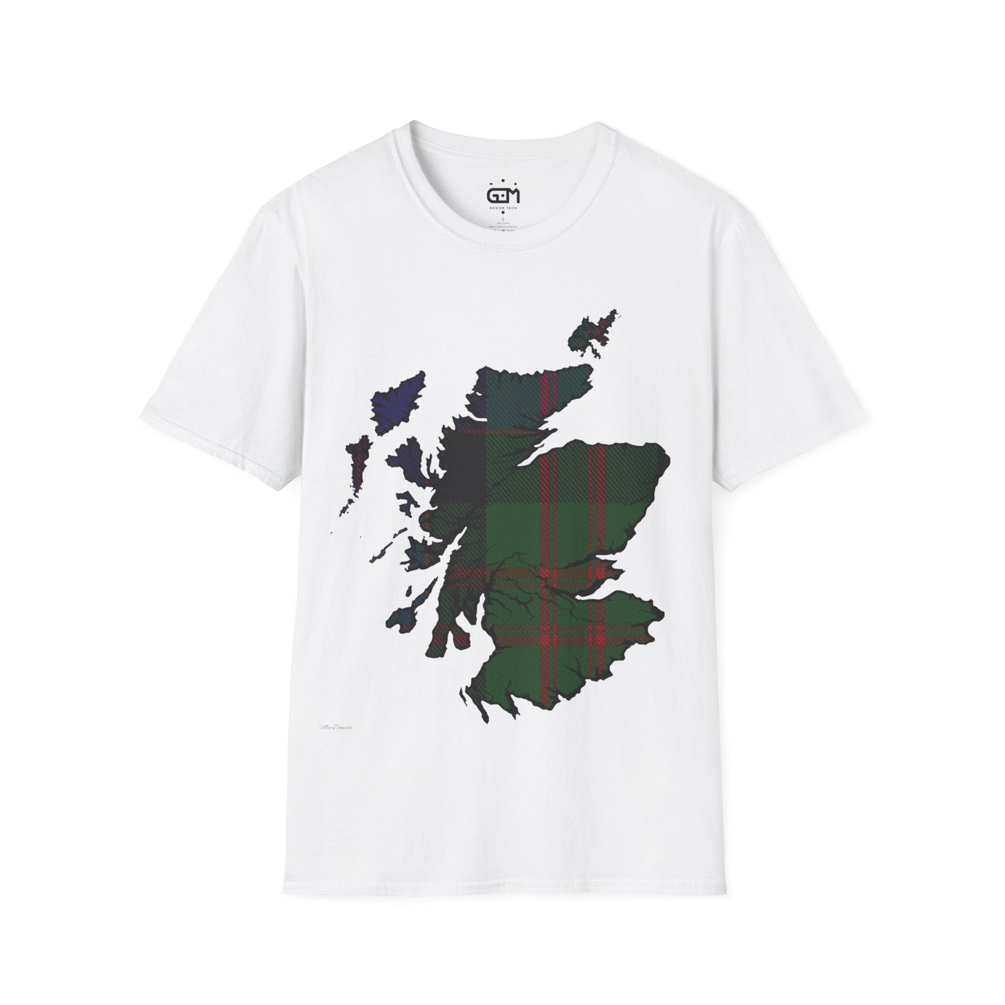 Scotland Tartan Map Softstyle Unisex T-Shirt, MacDonald Tartan, Various Colours