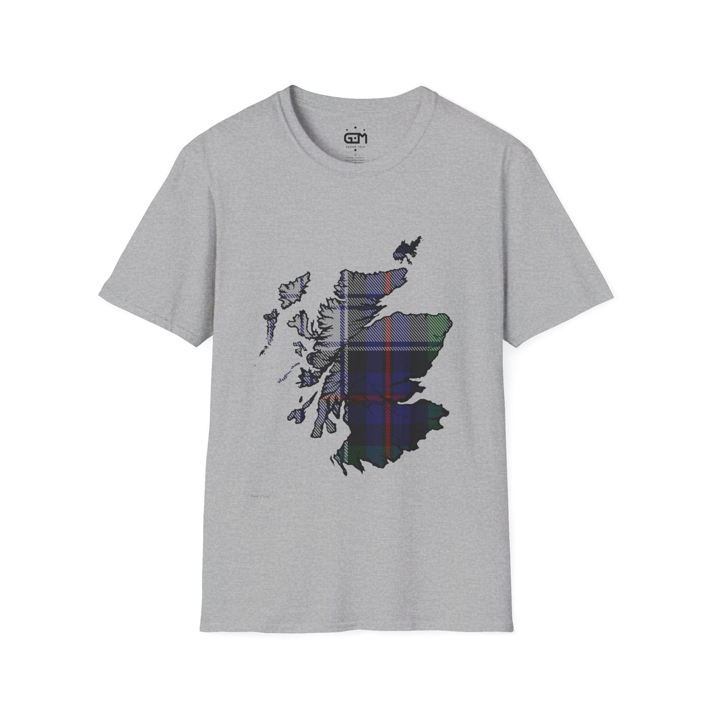 Scotland Tartan Map Softstyle Unisex T-Shirt - Argyle Dress Tartan Tee