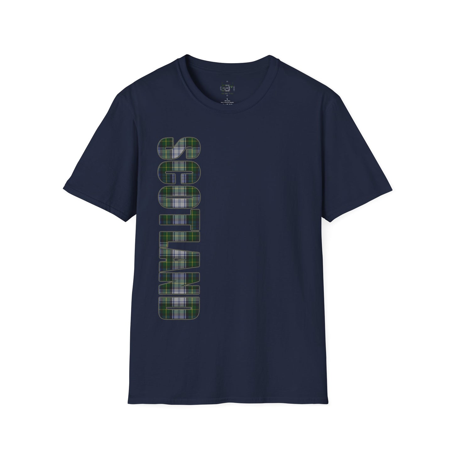 Scotland Lettering Tartan Softstyle Unisex T-Shirt, Gordon Dress Tartan Tee