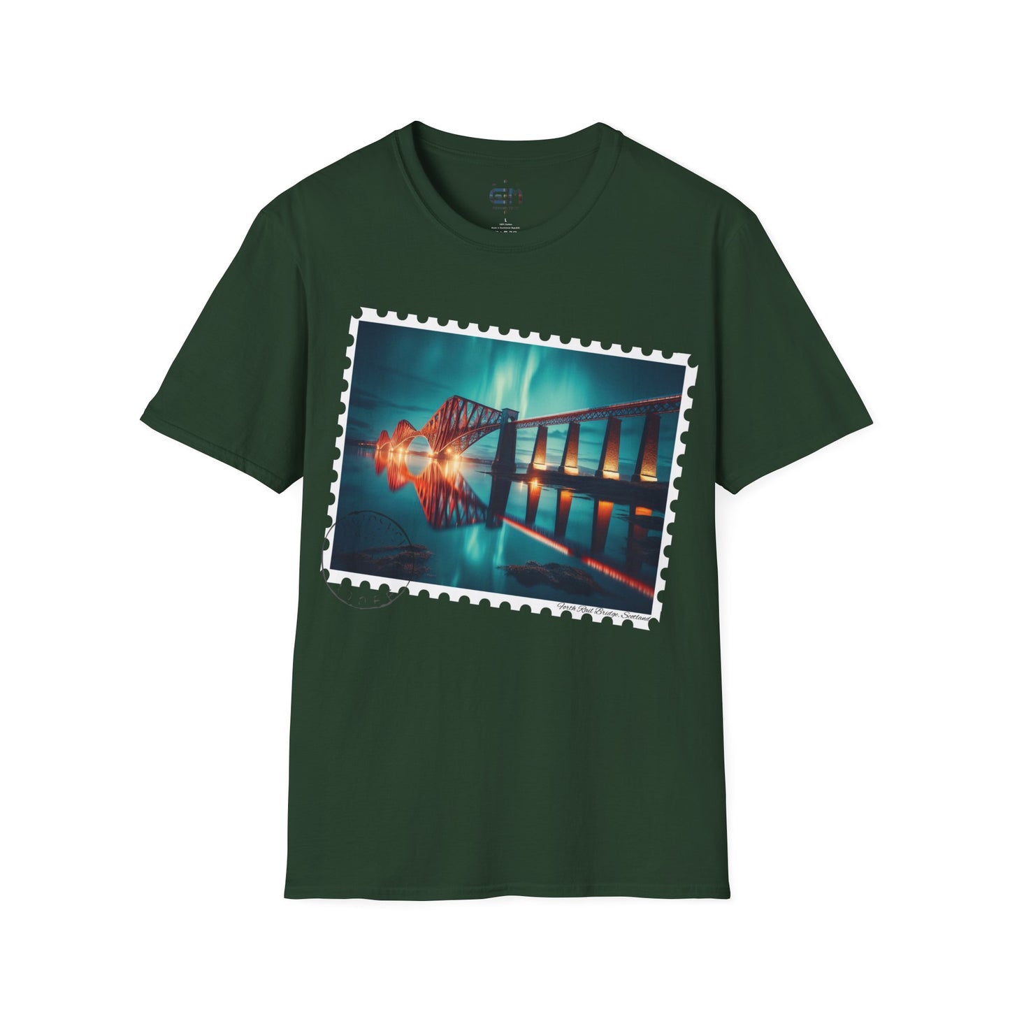 Postcard Forth Rail Bridge Art Softstyle T-Shirt, Unisex Tee, Scotland Shirt, Various Colours