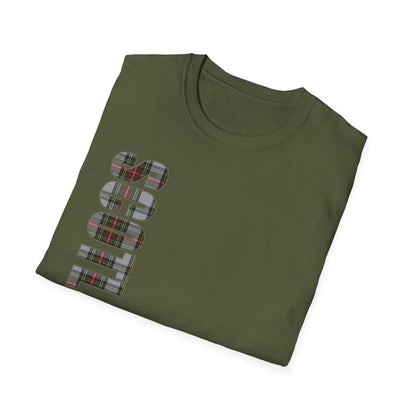 Tartan Scotland Lettering Softstyle Unisex T-Shirt, Stewart Dress Tartan Tee