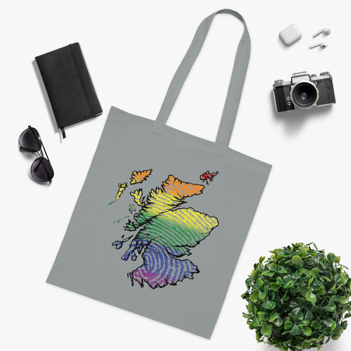 Scotland Pride Fingerprint Map Cotton Tote Bag