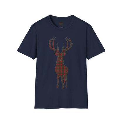 Tartan Stag Softstyle T-Shirt - MacGregor Tartan, Unisex Tee, Scottish Scenery, Various Colours