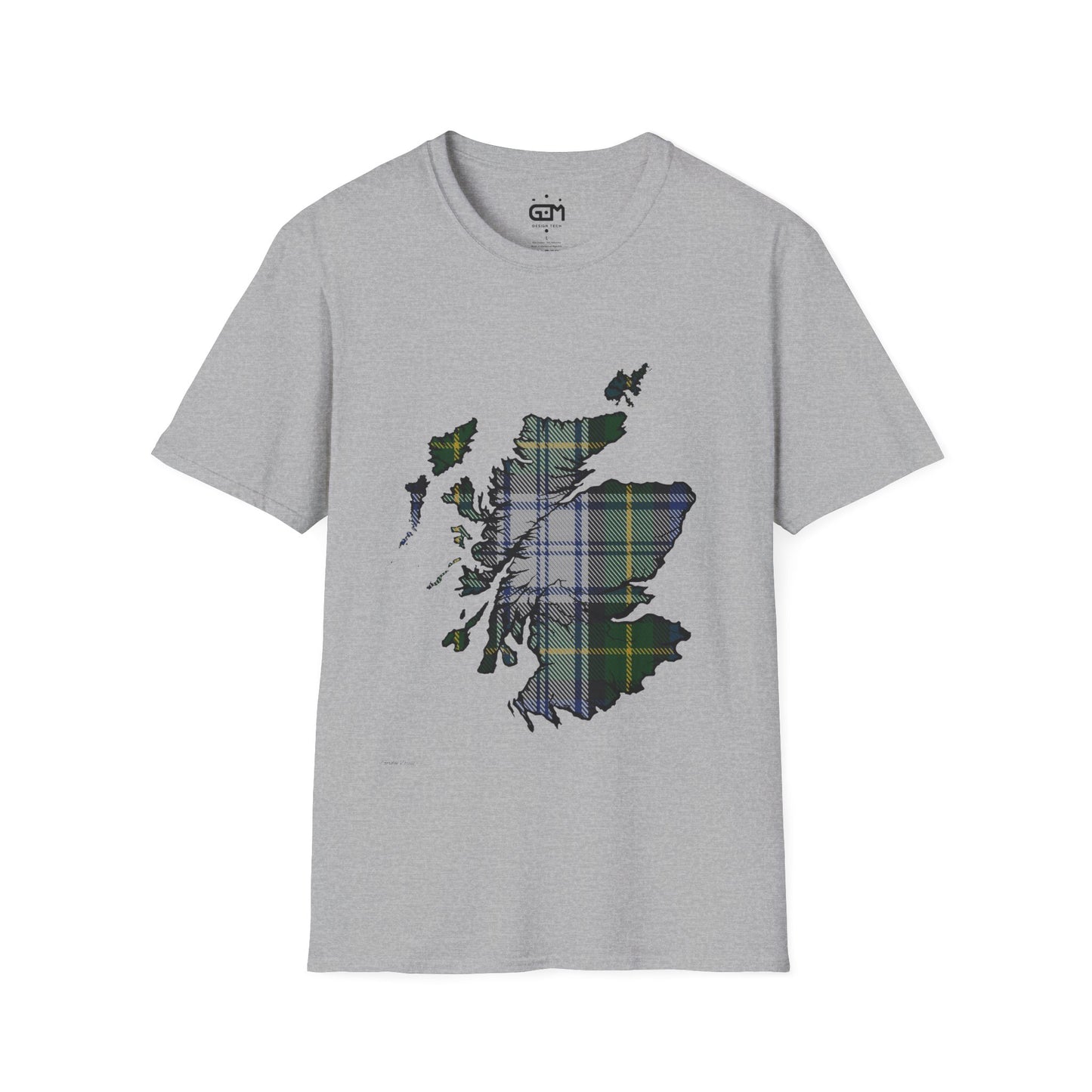 Scotland Tartan Map Softstyle Unisex T-Shirt - Gordon Dress Tartan Tee