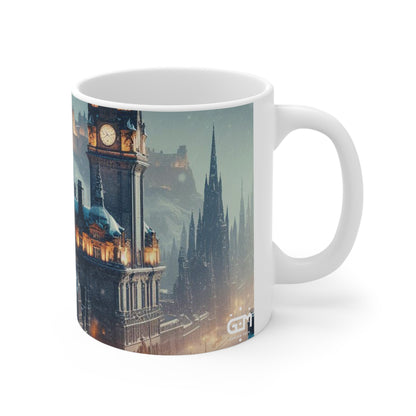 Edinburgh in Winter Mug, Coffee Cup, Tea Cup, Scottish Art, Scottish Landmarks, Scottish Nature, White