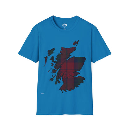 Scotland Tartan Map Softstyle Unisex T-Shirt, Lindsay Tartan, Various Colours