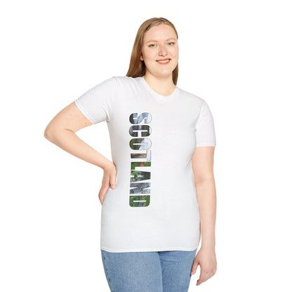 Scotland Photo Lettering Softstyle Unisex T-Shirt, Scottish Landmark Shirt