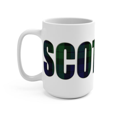 Scotland Lettering Tartan Mug 15oz, Black Watch Tartan