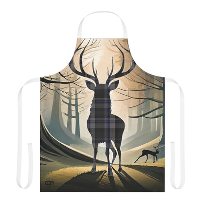 Tartan Stag Woodland Scene Apron - Hood Tartan, Scottish Cooking Apparel, Chef Accessory