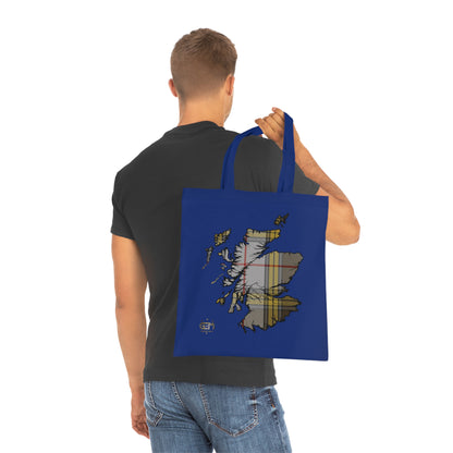 Reversible Scotland Tartan Map Cotton Tote Bag - Buchanan Tartan