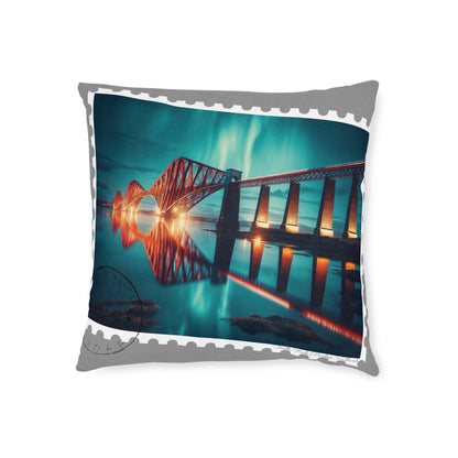 Forth Rail Bridge Art Stamp Square Cushion, Various Sizes