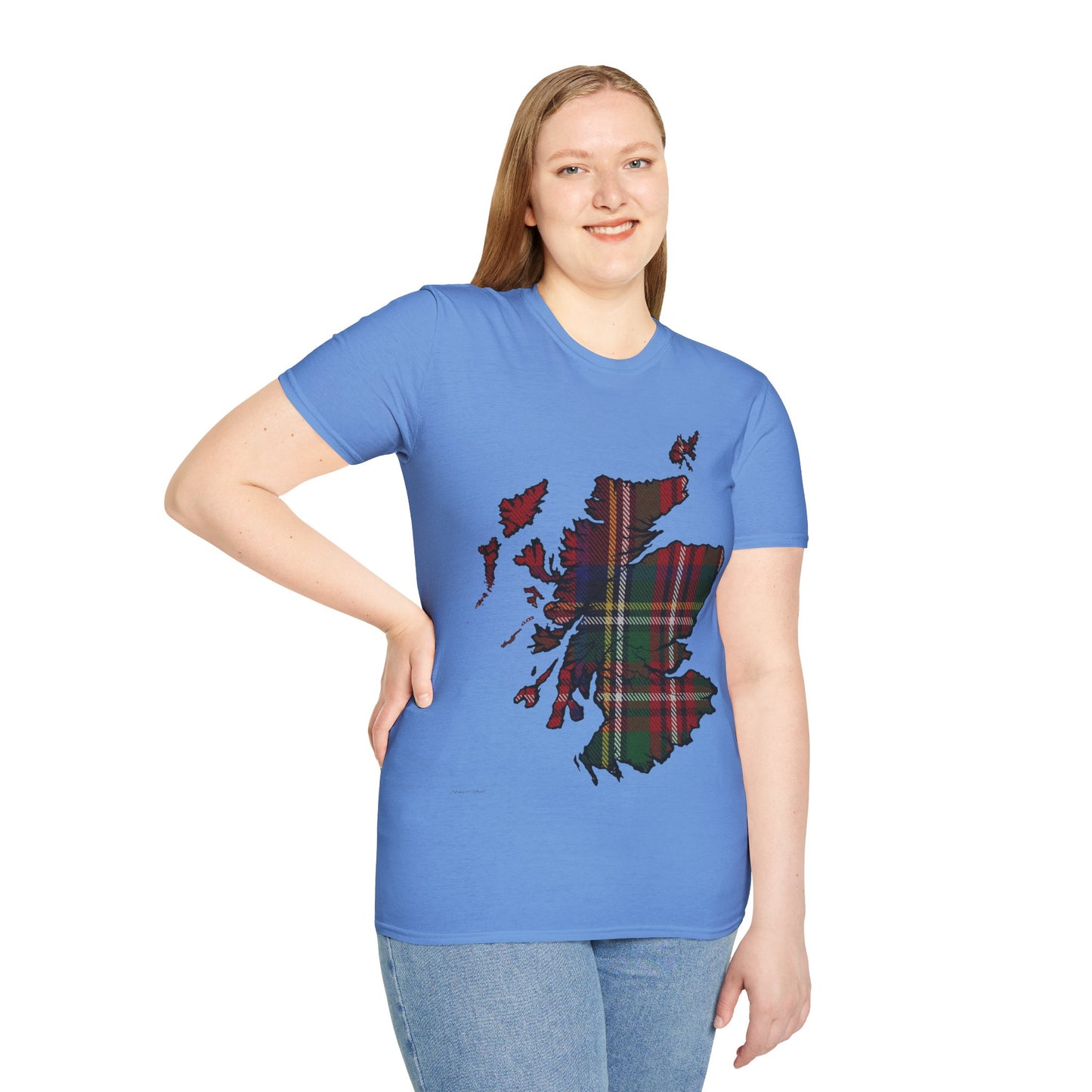 Scotland Tartan Map Softstyle Unisex T-Shirt, Stewart Royal Tartan, Various Colours