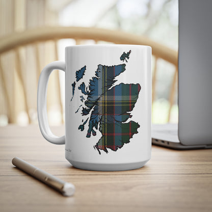 Anderson Old Tartan Scotland Map Mug, Coffee Cup, Tea Cup, Scotland, White