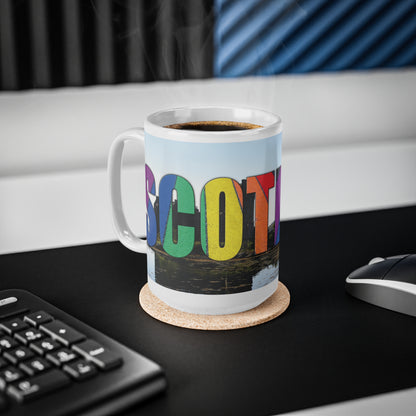 Scotland Lettering Pride Road Photo Mug, White