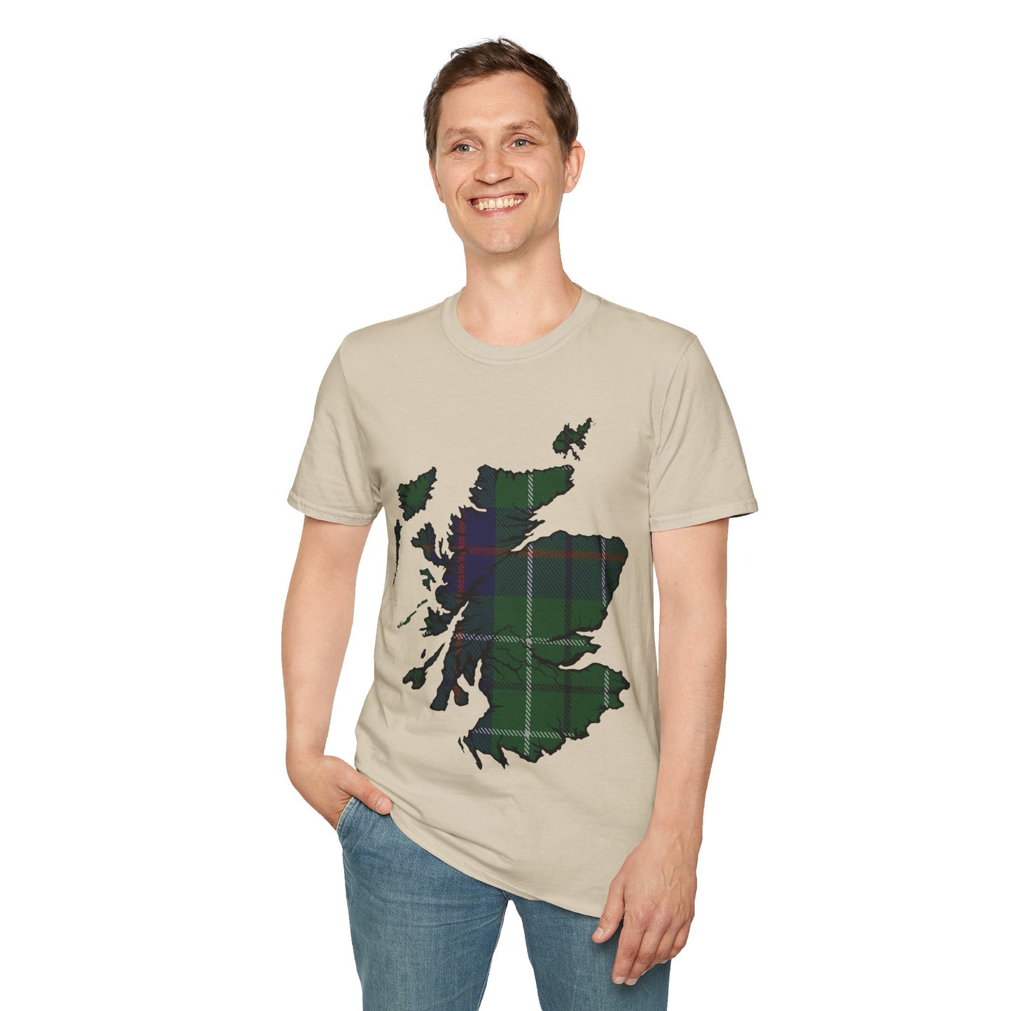 Scotland Tartan Map Softstyle Unisex T-Shirt, Duncan Tartan, Various Colours