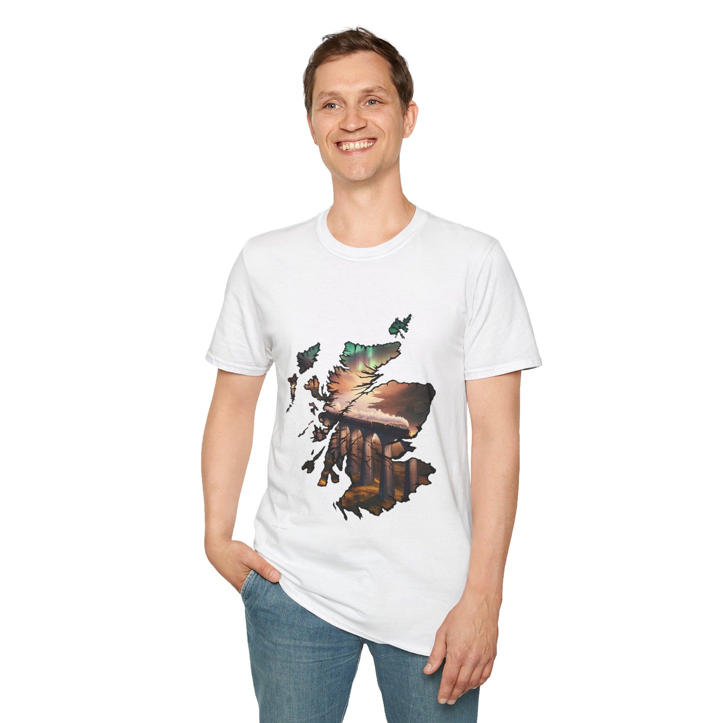 Glenfinnan Viaduct Scotland Map Softstyle Unisex T-Shirt, Scotland Shirt, Scottish Landmark Tee