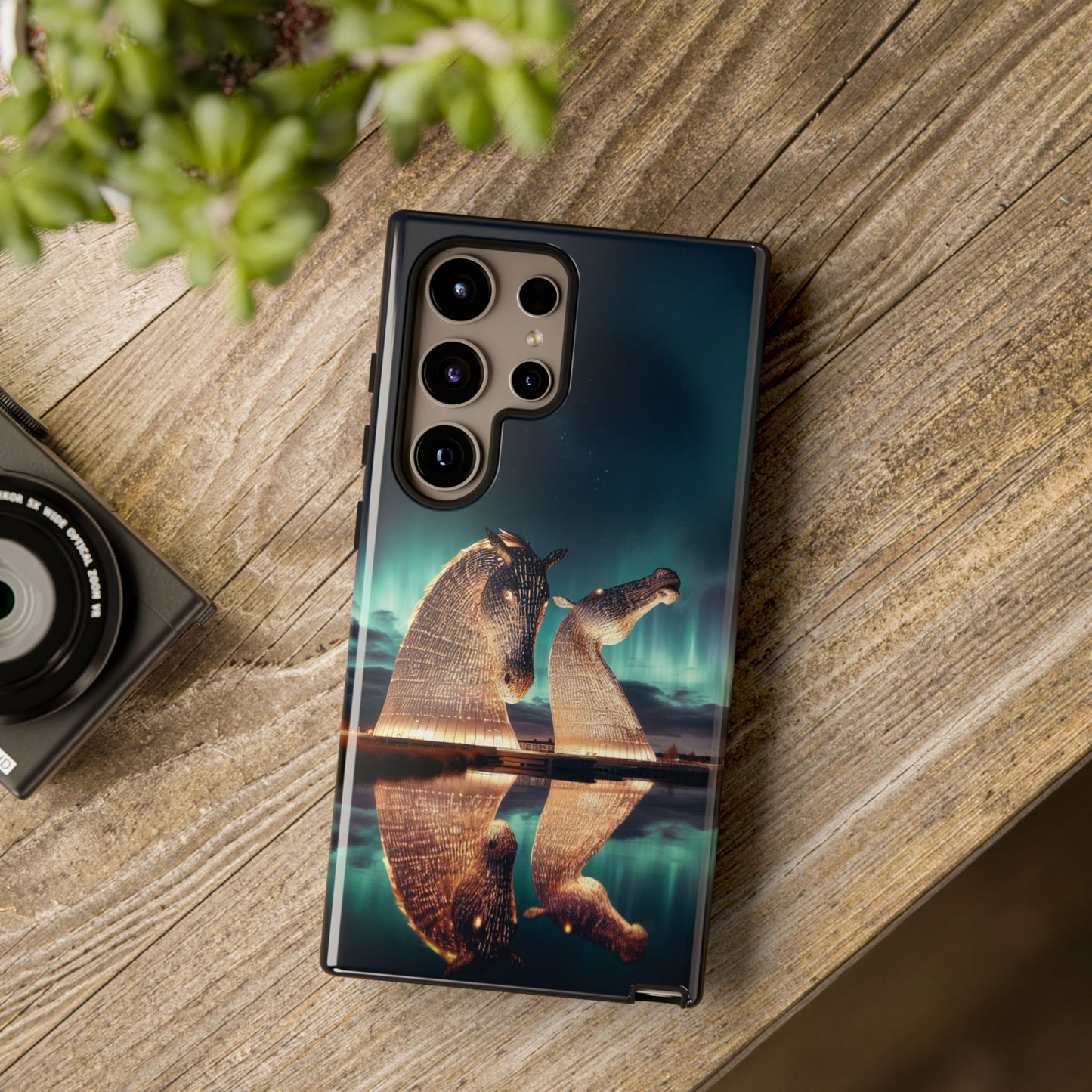 Kelpies Northern Lights Art Variant Phone Case, Scotland, Samsung