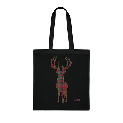 Reversible Scotland Tartan Stag Cotton Tote Bag - Stewart Royal Tartan